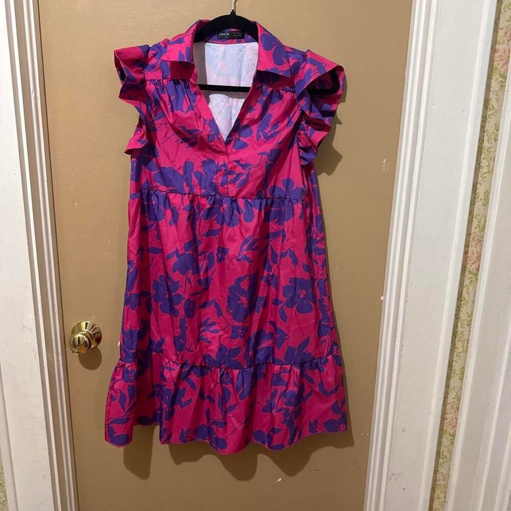 Floral Ruffle Mini Dress – Pink Purple SHEIN Size M